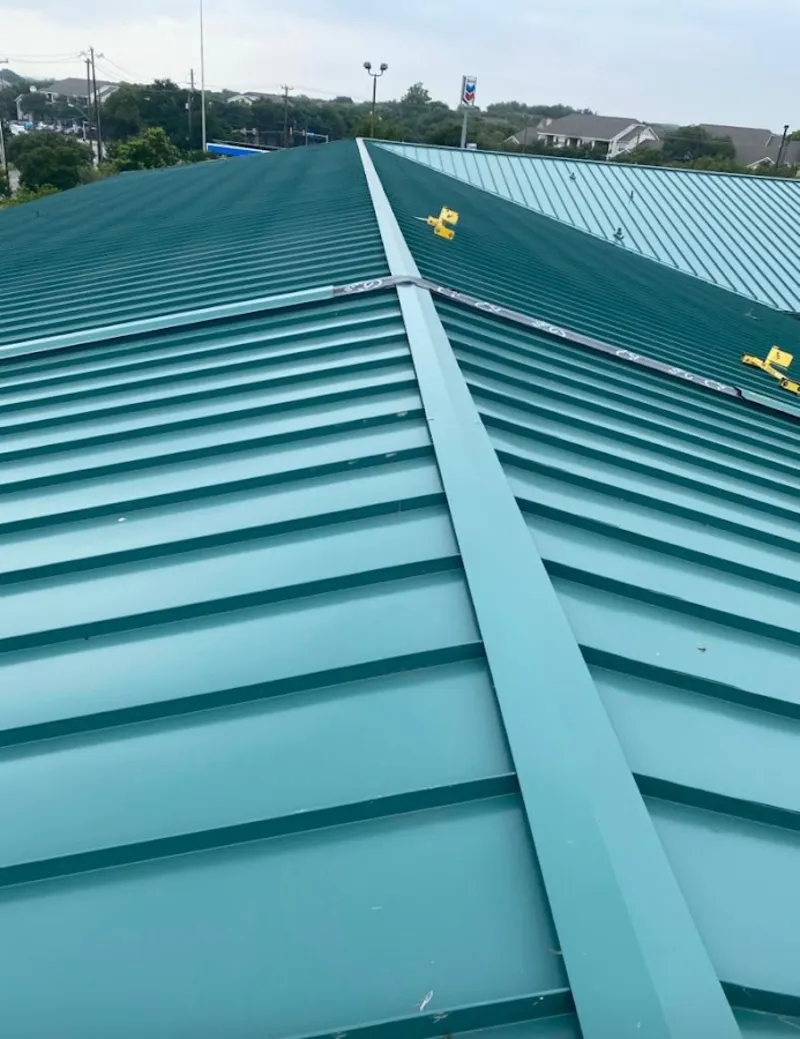 Green commercial metal roof ridge and valley for Metal Roof Repair in Hoschton